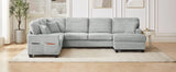 Sectional Sofa U-shaped Sectional 125.2" Upholstered L-shaped Sofa with a Movable Ottoman and Side Storage Pockets for Living Room, Grey