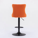 A&A Furniture,Swivel Velvet Barstools Adjusatble Seat Height from 25-33 Inch,17.7inch base, Modern Upholstered Bar Stools with Backs Comfortable Tufted for Home Pub and Kitchen Island,Orange,Set of 2