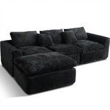 108-inch high-resilience boneless sponge sofa with 30 density, double-layer cloud-like cushions, multiple combination options, no installation required / Black