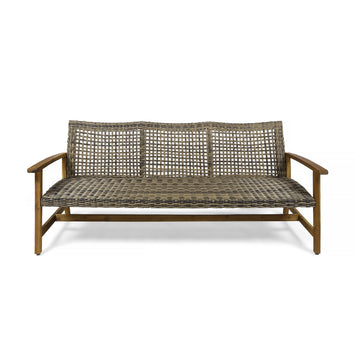 HAMPTON WOOD + WICKER 3 SEATER