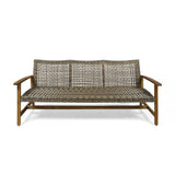 HAMPTON WOOD + WICKER 3 SEATER
