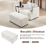 41.7" Modern Style Single Sofa Sofa Couch with Storage Space, A Movable Ottoman, Two USB Ports, Two Cup Holders, A Phone Holder for Living Room, Beige