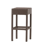 Outdoor PE Rattan Backless Barstools, Set of 2, Dark Brown