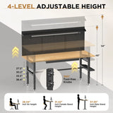 60″ Workbench with Drawers ,Solid Wood Top, 2000 lbs Capacity, Adjustable Height Garage Work Table with Power Outlet, LED Light, Wheels or Leveling Feet