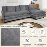 108-inch L-shaped modular frame chenille fabric sofa, featuring a versatile design that adapts to any interior space, delivering boundless comfort and contemporary style.