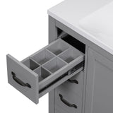 36" Bathroom Vanity with Sink Combo, Six Drawers, Multi-Functional Drawer Divider, Adjustable Shelf, Grey (Old Sku:SY999808AAE)
