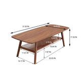 Center Table Low Table 100% Solid Oak Wood Top Plate Desk Coffee Table Width 80 x Depth 50 x Height 44 cm Study Desk Work From Home Easy To Assemble Walnut Color Wood With Storage Shelf