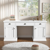 67" Modern Executive Desk,Computer Desk with 2 Wooden Doors Storage Cabinet and 3 Drawers, Rectangle Home Office Desk  ,Reading Desk,Writing Table,Workstation for Home Office,Living Room,Study,White