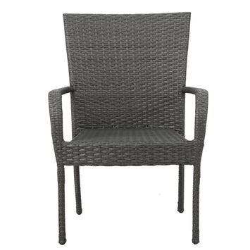 LITTLETON GREY PE WICKER STACKING CHAIR    1pc