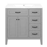 36" Bathroom Vanity with Sink Combo, Gray Bathroom Cabinet with Drawers, Solid Frame and MDF Board (Old Sku:JL000007AAE-6)