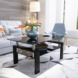 Rectangle Glass Coffee Table, Clear Coffee Table, Modern Side Center Tables for Living Room, Living Room Furniture,white