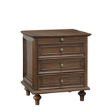 Farmhouse Nightstands Set of 2 with 4 Drawer,Wood Storage End Table with Hidden Pull-Out Shelf, Large Side Table with 4 Solid Wood Feet and Metal Handle,Easy Assembly,Walnut Brown