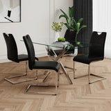 Modern Dining Chairs with Faux Leather Padded Seat Dining Living Room Chairs Upholstered Chair with Chrome Metal Legs Design for Kitchen, Living, Bedroom, Dining Room Side Chairs Set of 4