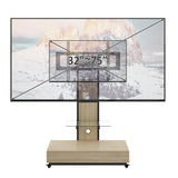 TV stand with push-pull drawer for Living Room, Bedroom,Offices,Mobile TV Cart for 32-75 inches,Wood &glass TV Stand,Floor Stand with Mount on Lockable Wheels,Natural