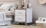 High Gloss Mirrored Nightstand with 2 Drawers,Modern End Table with Drawers,Mirrored High Gloss Wood Nightstand Metal Handle Bedside End Table for Bedroom, Dorm,Living Room,White