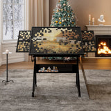 1500 pieces Jigsaw Puzzle metal Table board for adults gift with 4 trays(black)