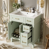 30" Bathroom Vanity with Ceramic Sink, Modern Storage Cabinet with Soft-Close Doors, Deep Drawer & Standard Drawer, Stylish Bath Vanity for Small Bathrooms