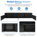 Unique Design TV Stand with 2 Glass Shelves, Ample Storage Space Media Console for TVs Up to 105", Versatile TV Cabinet with LED Color Changing Lights for Living Room, Black (OLD SKU: WF314584AAB)