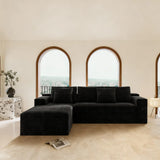 104.3*68.9"Modular sectional sofa seat,Upholstered compressed couch for living room,Bedroom,Apartment,No assembly required,2PC free combination,Plush corduroy fabric,BLACK