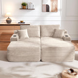 69" Cloud Sectional Couch, L-Shape Chaise with R-Shape Chaise with Deep Seat and Comfortable 2 Seater Couch for Modern Living Room,(Plush  Fabric),Black