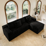 104.3*68.9"Modular sectional sofa seat,Upholstered compressed couch for living room,Bedroom,Apartment,No assembly required,2PC free combination,Plush corduroy fabric,BLACK