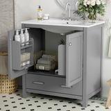 30 Inch Green Bathroom Vanity with Single Sink, Combination Under Counter Sink, Bathroom Storage Cabinet with 2 Doors and a Drawer, Soft Closure, Multifunctional Storage(WF324043)