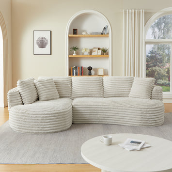 Modern Curved L-Shape Luxury Sectional Oversized Sofa: Minimalist Design, Comfy Sleeper Couch for Living Room, Apartment & Reception Spaces,No Assembly Required
