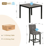 5-Piece Counter Height Table Set with 4 Chairs, Counter Height Table Set for 4 with Chairs, Wooden Counter Height  Table Set for Kitchen, Dining Room, Light Grey & Black Two Tone