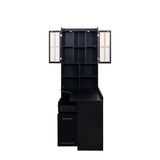 L-Shaped Corner Computer Desk  for Home Office or Study desk, Study Modern Style Table with Drawers, Bookshelf & Hutch, 2-in-1 L-Shaped Design, Large Working Space,black