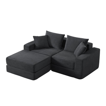 Modular Sectional Loveaeat Cloud Sofa, Boneless Couch with Non Slip Base, Cozy Sleeper Sofa for Customizable Living Spaces, Modern Modular Couch with L-Shape Chaise, Deep Seat & No Assembly