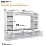 Farmhouse Entertainment Wall Unit with Bookshelf for TVs Up to 70", Walnut TV Stand with Adjustable Shelves, Mid-Century Media Console with Wine Rack for Living Room, White (NEW SKU: N721S000046K-2)