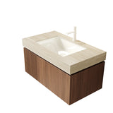 36" MURI Roma Travertine-Pattern Sintered Stone Countertop and Undermount Ceramic Basin with One Standard Pre-drilled Faucet Hole, NO Cabinet, NO Faucet and Sink Cover