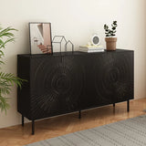 Modern Black Wood Sideboard Buffet Accent Bedroom Media Hallway Curio Kitchen Hutch Storage Cabinet Home Furniture For Dining Room,Living Room,Kitchen(BLACK)