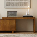 63" Mid-Century Modern Extendable TV Stand for TVs up to 75", Media Console TV Cabinet for Living Room, Farmhouse Entertainment Cabinet with Storage & Adjustable Panel