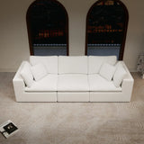 108.3*39.4"Modular sectional sofa seat,Upholstered compressed couch for living room,Bedroom,Apartment,No assembly required,3PC free combination,Plush corduroy fabric,WHITE