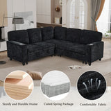 L-Shaped Sofa with Pull Out Sofa Bed, Sleeper Sofa Couch Bed with Storage Seat, 5 Seat Sectional Sofa Bed with USB, Sectional Sofa Couch for Living Room, Apartment, Charcoal Grey