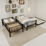 Heavy-duty Sturdy Meta Twin over Twin Bunk Bed/l/ Noise Reduced/ Safety Guardrail/No Box Spring Needed,Black