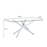 39.37" Rectangular Clear Tempered Glass Coffee Table,Stylish Design with Silver Chrome Plated Metal Legs, Coffee Table for Living Room