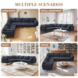 106" W Sectional L Shaped Sofa Couch Set for Living Room, Convertible Oversized 6-Seat Corner Sofa Sets with 2 Pillows, Modern Linen Sofas with Metal Legs for Living Room Apartment