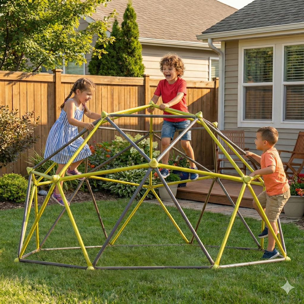 XCF006I Ten sided climbing frame for outdoor playground for age 3+ climber with Colorful Climbing Stones 10ft