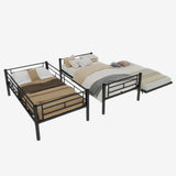 Heavy-duty Sturdy Meta Twin over Twin Bunk Bed/l/ Noise Reduced/ Safety Guardrail/No Box Spring Needed,Black