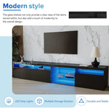 Unique Design TV Stand with 2 Glass Shelves, Ample Storage Space Media Console for TVs Up to 105", Versatile TV Cabinet with LED Color Changing Lights for Living Room, Black (OLD SKU: WF314584AAB)