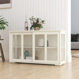 Kitchen Storage Stand Cupboard With Glass Door-Black