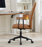 Antique brown PU leather color office chair 2 SETS, with armrest, high backrest, 360 degree swivel , up and down adjustable gaslift,black powder coated frame,five star base, black wheels