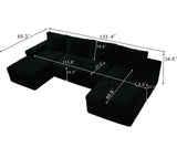 Compressible U-Shaped Sectional Sofa Set,Minimalist Style Modular Sectional Sofa, Corduroy Fabric Cloud Couch for Living Room