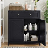 Kitchen Sideboard Buffet Cabinet,Farmhouse Storage Cabinet with Drawer and Adjustable Shelf,Barn Door Accent Cabinet for Kitchen,Dining Room,Entryway,Black