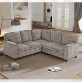 L-Shaped Sofa with Pull Out Sofa Bed, Sleeper Sofa Couch Bed with Storage Seat, 5 Seat Sectional Sofa Bed with USB, Sectional Sofa Couch for Living Room, Apartment, Charcoal Grey