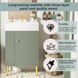 21.6" Green Bathroom vanity, Combo Cabinet, Bathroom Storage Cabinet, Single Ceramic Sink, Left side storage