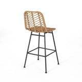 Sawtelle Outdoor Wicker Barstools (Set of 2)