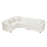 104" L-Shaped Curved Contemporary Sectional Sofa in Beige: Plush 4-Seater, Sculptural Design & Premium Bouclé Upholstery – Modern Luxury for Spacious Living